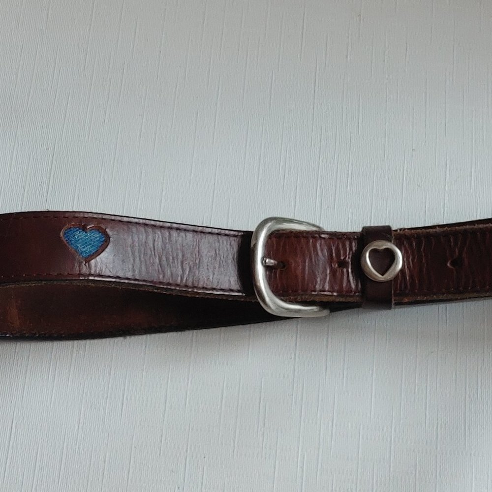 NORTHERN REFLECTIONS DENIM HEART LEATHER BELT Women's Size Medium Made i…